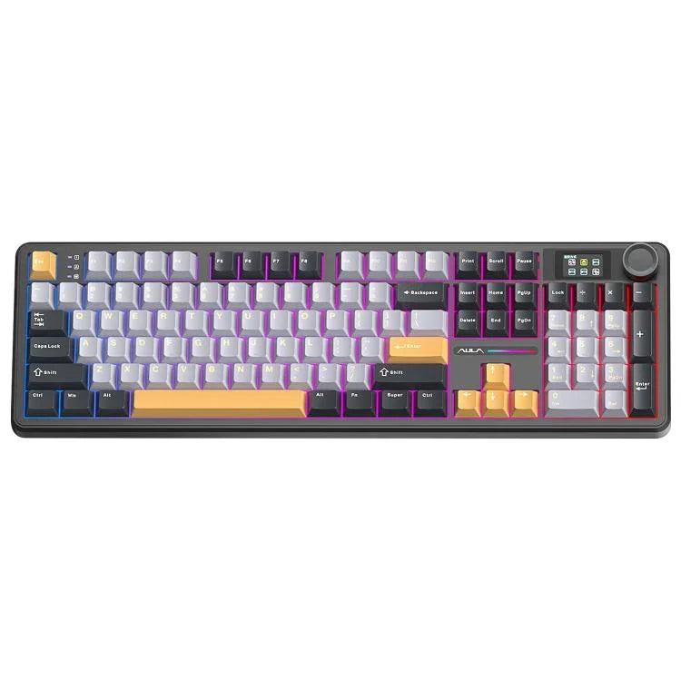 AULA F108 Pro Mechanische Gaming-Tastatur mit 108 Tasten, Kabel/2.4G/Bluetooth, drei Modi, anpassbare RGB-Beleuchtung