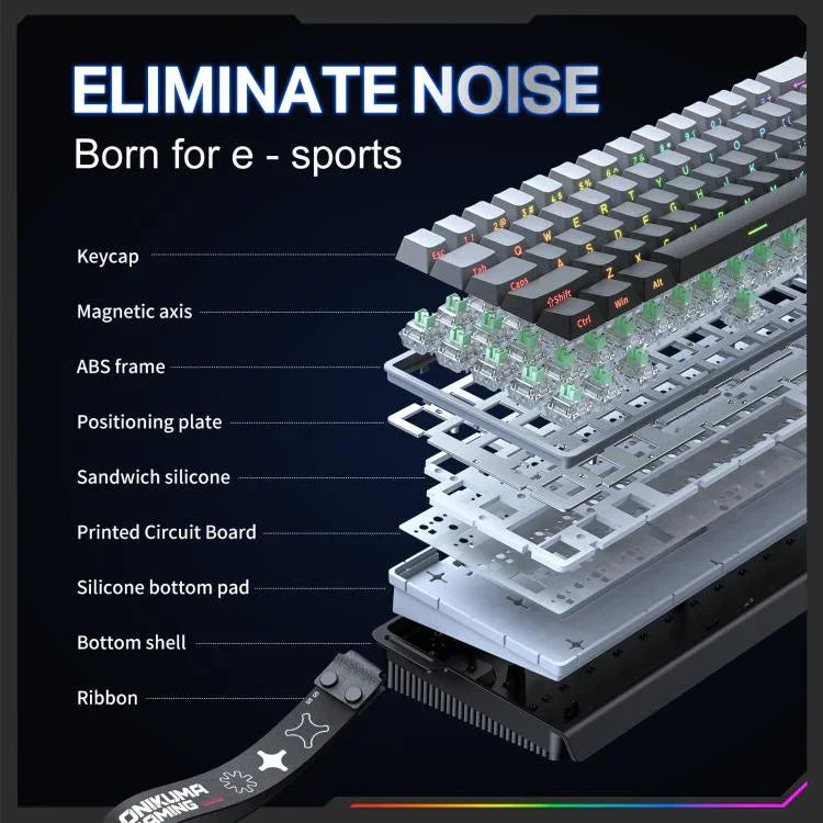ONIKUMA G69 68 Tasten RGB-Beleuchtung Kabelgebundene Magnetachse Tastatur