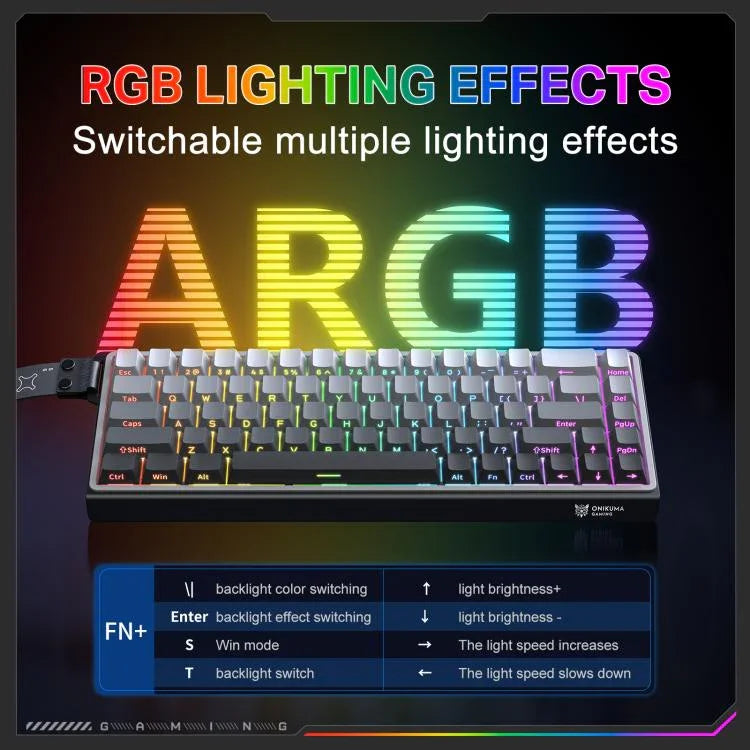 ONIKUMA G69 68 Tasten RGB-Beleuchtung Kabelgebundene Magnetachse Tastatur