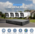 SriHome NVS005-POE065 3MP HD 4-Kanal PoE Kamera Netzwerk-Videorekorder-Kit, 3MP 4-Kanal