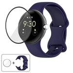 Silikon-Uhrenarmband mit Schmetterlingsverschluss und 3D-gebogener Folie, für Google Pixel Watch 3 (45 mm), Google Pixel Watch 3 (41 mm), Google Pixel Watch 2 und Google Pixel Watch