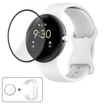 Silikon-Uhrenarmband mit Schmetterlingsverschluss und 3D-gebogener Folie, für Google Pixel Watch 3 (45 mm), Google Pixel Watch 3 (41 mm), Google Pixel Watch 2 und Google Pixel Watch