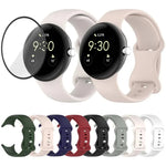 Silikon-Uhrenarmband mit Schmetterlingsverschluss und 3D-gebogener Folie, für Google Pixel Watch 3 (45 mm), Google Pixel Watch 3 (41 mm), Google Pixel Watch 2 und Google Pixel Watch