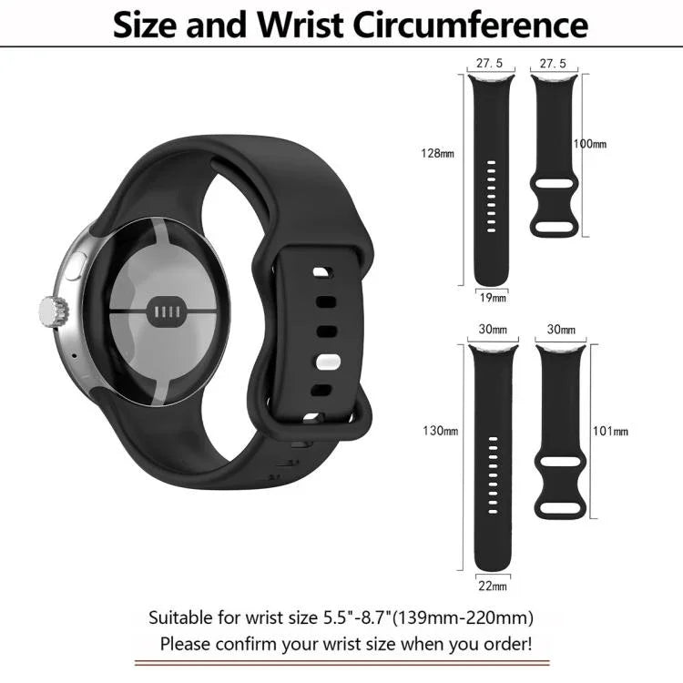 Silikon-Uhrenarmband mit Schmetterlingsverschluss und 3D-gebogener Folie, für Google Pixel Watch 3 (45 mm), Google Pixel Watch 3 (41 mm), Google Pixel Watch 2 und Google Pixel Watch