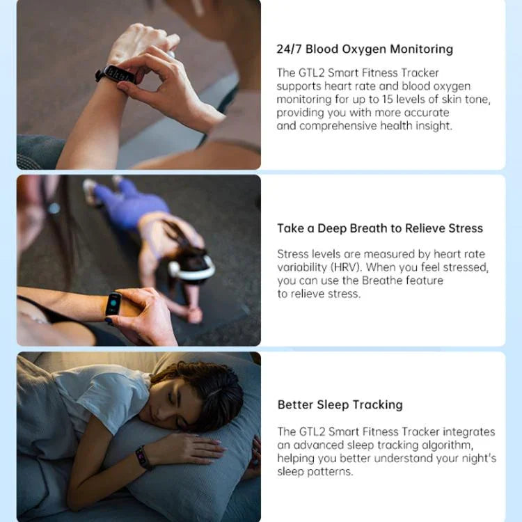 GTL2 Fitness-Tracker mit 1,47-Zoll-TFT-Bildschirm, Smart-Armband mit Unterstützung für Herzfrequenzmessung