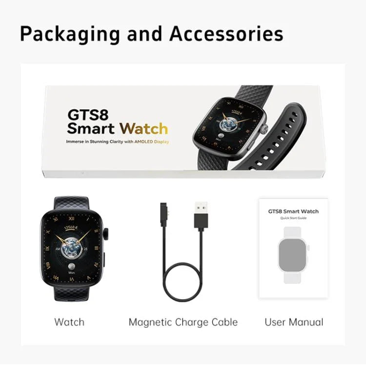 GTS8 Fitness-Tracker-Smartwatch mit 1,95 Zoll AMOLED-Bildschirm und Unterstützung für Herzfrequenzmessung