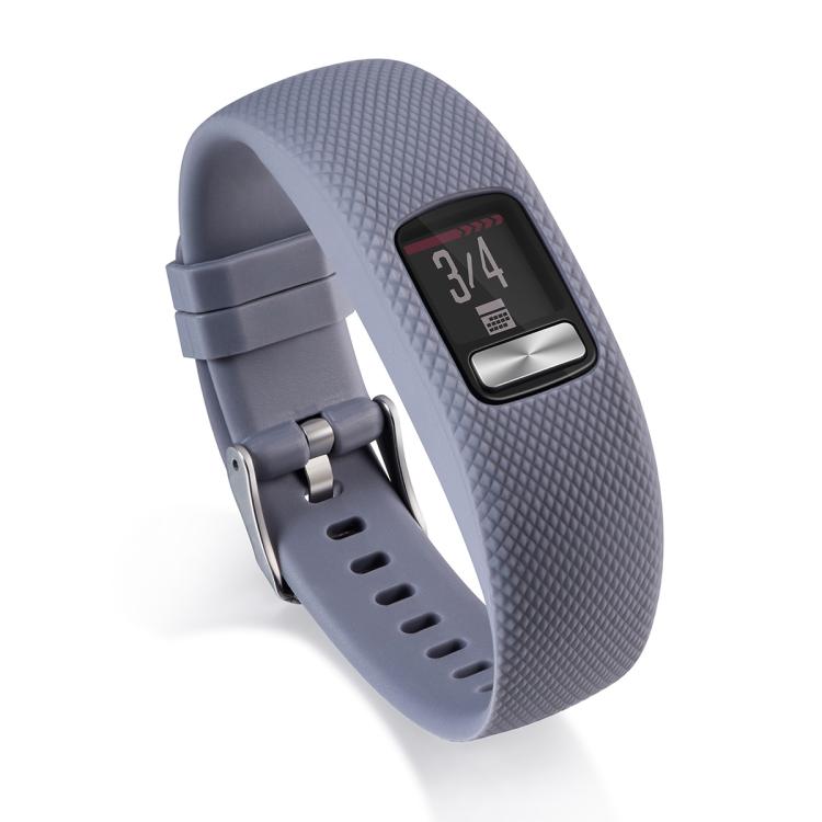 For Garmin Vivofit 4 xDfind Silver Buckle Silicone Sport Watch Band, S, L