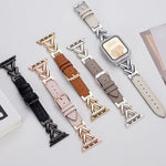xDfind V-förmiges Hybrid-Armband aus Metall und Leder, für Apple Watch 42 / 44 / 45 / 46 / 49 mm, für Apple Watch 38 / 40 / 41 / S10 42 mm
