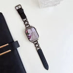 xDfind Uhrenarmband aus Denim, Kette, Metall und Leder, für Apple Watch 42 / 44 / 45 / 46 / 49 mm, für Apple Watch 38 / 40 / 41 / S10 42 mm
