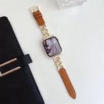 xDfind Uhrenarmband aus Denim, Kette, Metall und Leder, für Apple Watch 42 / 44 / 45 / 46 / 49 mm, für Apple Watch 38 / 40 / 41 / S10 42 mm