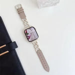 xDfind Uhrenarmband aus Denim, Kette, Metall und Leder, für Apple Watch 42 / 44 / 45 / 46 / 49 mm, für Apple Watch 38 / 40 / 41 / S10 42 mm