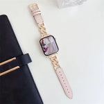 xDfind Uhrenarmband aus Denim, Kette, Metall und Leder, für Apple Watch 42 / 44 / 45 / 46 / 49 mm, für Apple Watch 38 / 40 / 41 / S10 42 mm