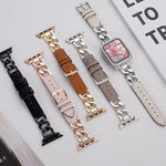 xDfind Uhrenarmband aus Denim, Kette, Metall und Leder, für Apple Watch 42 / 44 / 45 / 46 / 49 mm, für Apple Watch 38 / 40 / 41 / S10 42 mm