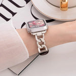 xDfind Uhrenarmband aus Denim, Kette, Metall und Leder, für Apple Watch 42 / 44 / 45 / 46 / 49 mm, für Apple Watch 38 / 40 / 41 / S10 42 mm