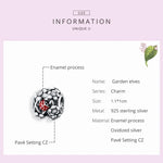 S925 Sterling Silber Gartenelfen Marienkäfer Perlen DIY Armband Halskette Accessoires, Elfen Marienkäfer