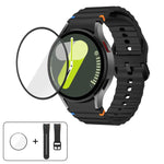 Wellennähte Silikon Uhrenarmband mit 3D gebogenem Film, Für Samsung Galaxy Watch FE 40mm, Für Samsung Galaxy Watch7 44mm, Für Samsung Galaxy Watch7 40mm, Für Samsung Galaxy Watch6 Classic 47mm