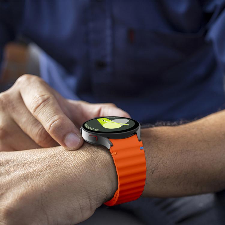 Wellennähte Silikon Uhrenarmband mit 3D gebogenem Film, Für Samsung Galaxy Watch6 44mm, Für Samsung Galaxy Watch6 40mm, Für Samsung Galaxy Watch6 Classic 43mm, Für Samsung Galaxy Watch5 44mm