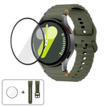 Wellennähte Silikon Uhrenarmband mit 3D gebogenem Film, Für Samsung Galaxy Watch FE 40mm, Für Samsung Galaxy Watch7 44mm, Für Samsung Galaxy Watch7 40mm, Für Samsung Galaxy Watch6 Classic 47mm