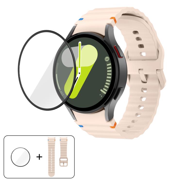 Wave Stitching Silicone Watch Band with 3D Curved Film, For Samsung Galaxy Watch4 Classic 46mm, For Samsung Galaxy Watch4 Classic 42mm, For Samsung Galaxy Watch5 Active 40mm, For Samsung Galaxy Watch5 Active 44mm