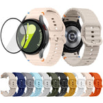 Wellennähte Silikon Uhrenarmband mit 3D gebogenem Film, Für Samsung Galaxy Watch FE 40mm, Für Samsung Galaxy Watch7 44mm, Für Samsung Galaxy Watch7 40mm, Für Samsung Galaxy Watch6 Classic 47mm