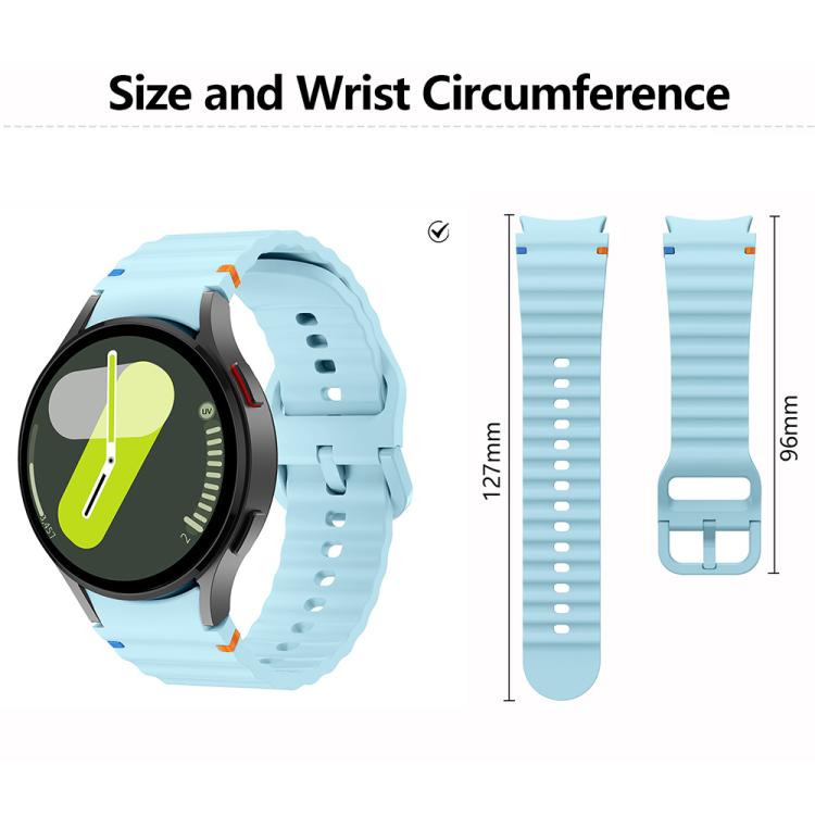 Wellennähte Silikon Uhrenarmband mit 3D gebogenem Film, Für Samsung Galaxy Watch FE 40mm, Für Samsung Galaxy Watch7 44mm, Für Samsung Galaxy Watch7 40mm, Für Samsung Galaxy Watch6 Classic 47mm