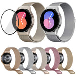 Mailänder magnetisches Edelstahl-Uhrenarmband mit 3D-gebogener Folie, Für Samsung Galaxy Watch6 Classic 43mm, Für Samsung Galaxy Watch5 44mm, Für Samsung Galaxy Watch5 Pro 45mm, Für Samsung Galaxy Watch5 40mm, Für Samsung Galaxy Watch4 44mm