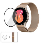 Mailänder magnetisches Edelstahl-Uhrenarmband mit 3D-gebogener Folie, Für Samsung Galaxy Watch6 Classic 43mm, Für Samsung Galaxy Watch5 44mm, Für Samsung Galaxy Watch5 Pro 45mm, Für Samsung Galaxy Watch5 40mm, Für Samsung Galaxy Watch4 44mm