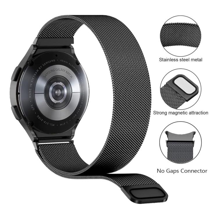 Mailänder magnetisches Edelstahl-Uhrenarmband mit 3D-gebogener Folie, Für Samsung Galaxy Watch6 Classic 43mm, Für Samsung Galaxy Watch5 44mm, Für Samsung Galaxy Watch5 Pro 45mm, Für Samsung Galaxy Watch5 40mm, Für Samsung Galaxy Watch4 44mm
