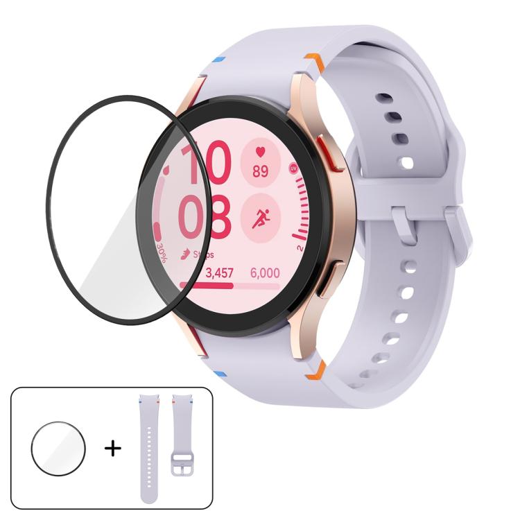 Schlichte Nähte Silikon Uhrenarmband mit 3D gebogenem Film, Für Samsung Galaxy Watch FE 40mm, Für Samsung Galaxy Watch7 44mm, Für Samsung Galaxy Watch7 40mm, Für Samsung Galaxy Watch6 Classic 47mm