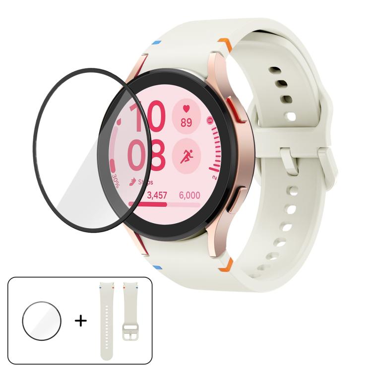Schlichte Nähte Silikon Uhrenarmband mit 3D gebogenem Film, Für Samsung Galaxy Watch6 44mm, Für Samsung Galaxy Watch6 40mm, Für Samsung Galaxy Watch6 Classic 43mm, Für Samsung Galaxy Watch5 44mm