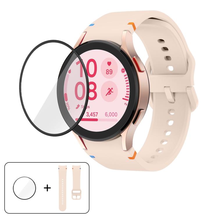 Schlichte Nähte Silikon Uhrenarmband mit 3D gebogenem Film, Für Samsung Galaxy Watch6 44mm, Für Samsung Galaxy Watch6 40mm, Für Samsung Galaxy Watch6 Classic 43mm, Für Samsung Galaxy Watch5 44mm