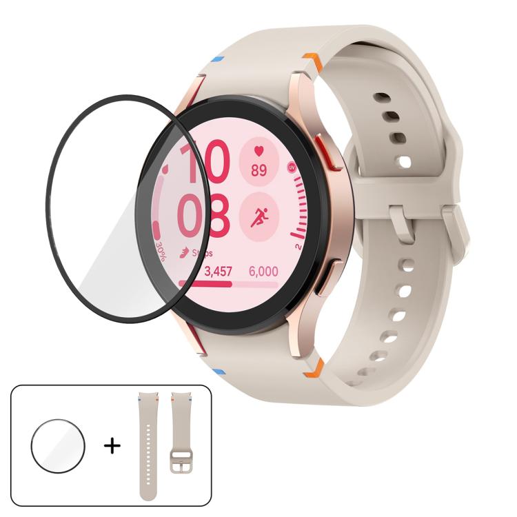 Schlichte Nähte Silikon Uhrenarmband mit 3D gebogenem Film, Für Samsung Galaxy Watch5 Pro 45mm, Für Samsung Galaxy Watch5 40mm, Für Samsung Galaxy Watch4 44mm, Für Samsung Galaxy Watch4 40mm