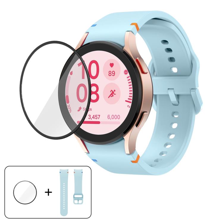 Plain Stitching Silicone Watch Band with 3D Curved Film, For Samsung Galaxy Watch4 Classic 46mm, For Samsung Galaxy Watch4 Classic 42mm, For Samsung Galaxy Watch5 Active 40mm, For Samsung Galaxy Watch5 Active 44mm