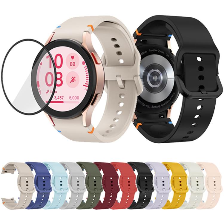 Schlichte Nähte Silikon Uhrenarmband mit 3D gebogenem Film, Für Samsung Galaxy Watch6 44mm, Für Samsung Galaxy Watch6 40mm, Für Samsung Galaxy Watch6 Classic 43mm, Für Samsung Galaxy Watch5 44mm