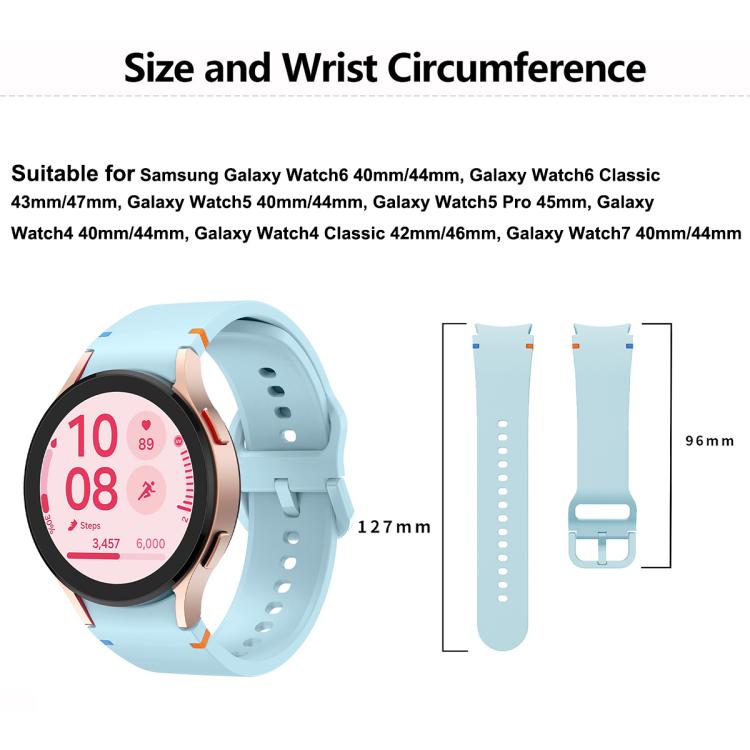 Schlichte Nähte Silikon Uhrenarmband mit 3D gebogenem Film, Für Samsung Galaxy Watch6 44mm, Für Samsung Galaxy Watch6 40mm, Für Samsung Galaxy Watch6 Classic 43mm, Für Samsung Galaxy Watch5 44mm