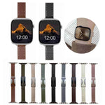Magnetic Buckle 14mm Plain Genuine Leather Watch Band, For Apple Watch 46mm / 49mm / 45mm / 44mm, For Apple Watch 42mm / 41mm / 40mm / 38mm