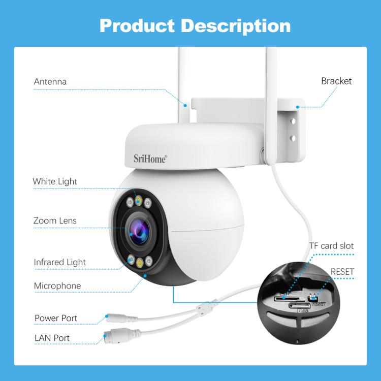Srihome SH051 4MP 5X Optical Zoom PTZ HD Camera, SH051