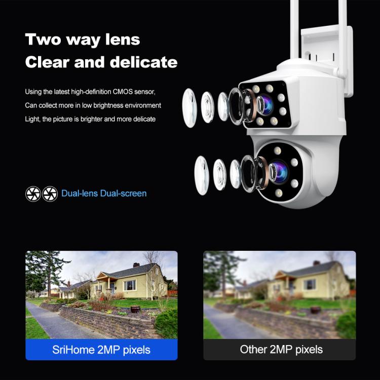 Srihome SH063 4MP Dual-Objektiv-Panorama-Überwachungskamera in HD, SH063