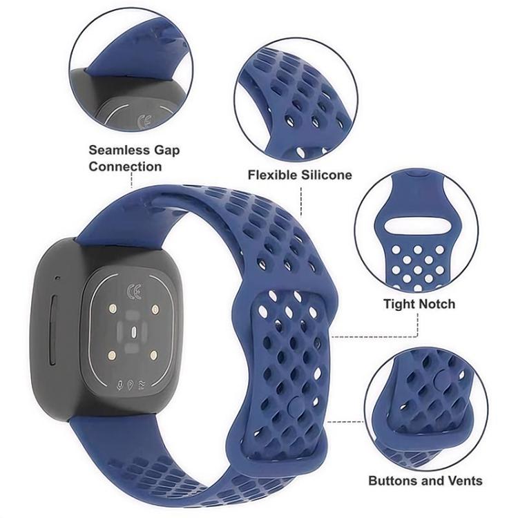 xDfind Breathable Holes Solid Color Silicone Watch Band For Fitbit Versa 3 / Sense, S, L