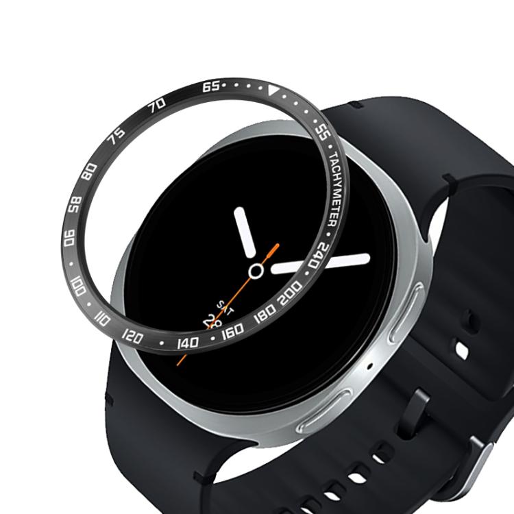 Schutzhülle aus Metall mit Lünette für Smartwatches, Stil: E-Stil, für Samsung Galaxy Watch8 Classic (46 mm), Samsung Galaxy Watch8 (44 mm) und Samsung Galaxy Watch8 (40 mm)