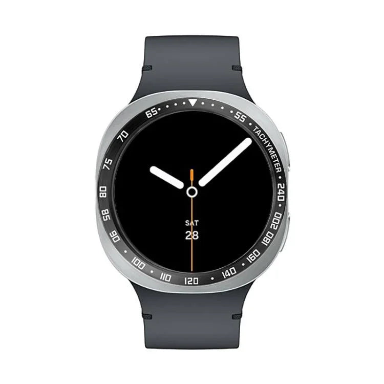 Schutzhülle aus Metall mit Lünette für Smartwatches, Stil: E-Stil, für Samsung Galaxy Watch8 Classic (46 mm), Samsung Galaxy Watch8 (44 mm) und Samsung Galaxy Watch8 (40 mm)