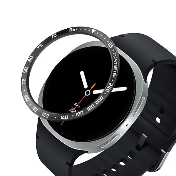 Schutzhülle aus Metall mit Lünette für Smartwatches, Stil: E-Stil, für Samsung Galaxy Watch8 Classic (46 mm), Samsung Galaxy Watch8 (44 mm) und Samsung Galaxy Watch8 (40 mm)
