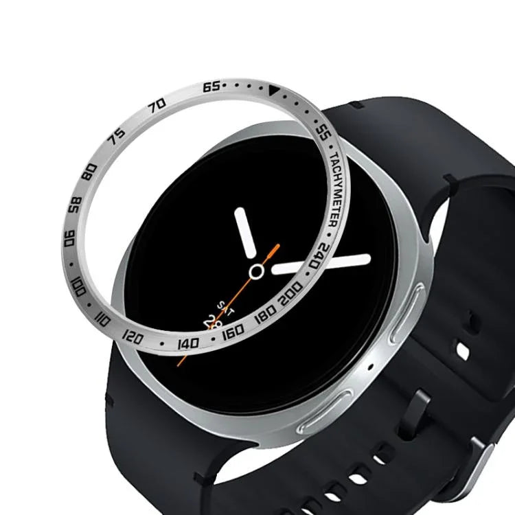 Schutzhülle aus Metall mit Lünette für Smartwatches, Stil: E-Stil, für Samsung Galaxy Watch8 Classic (46 mm), Samsung Galaxy Watch8 (44 mm) und Samsung Galaxy Watch8 (40 mm)