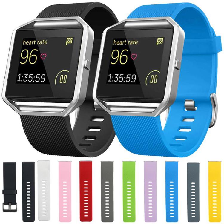 For Fitbit Blaze xDfind Steel Buckle Diagonal Texture Solid Color Silicone Watch Band, S, L