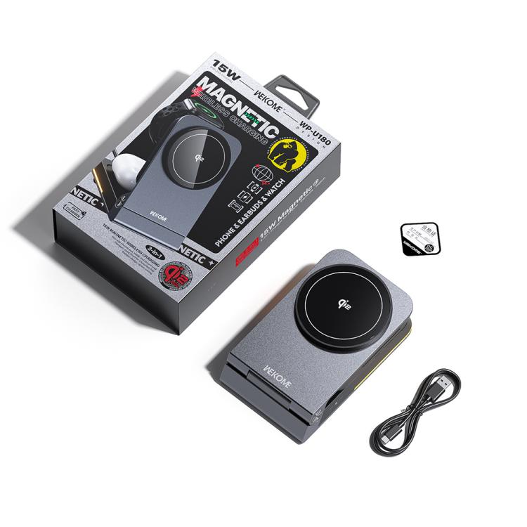 WK WP-U180 Tonayn Qi2 15W 3-in-1 magnetisches kabelloses Ladegerät, WP-U180