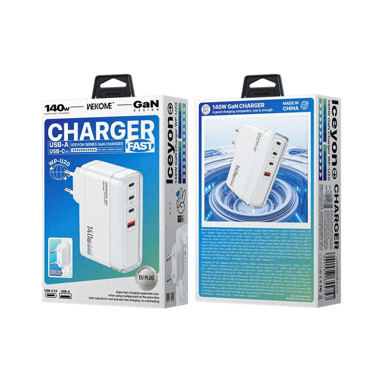 WK WP-U20 lceyon 140W GaN Multifunktionsladegerät, EU-Stecker, UK-Stecker