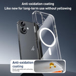 ZGA Magsafe Metal Buttons Clear PC Hybrid TPU Phone Case, For iPhone 17 Pro Max, For iPhone 17 Pro, For iPhone 17