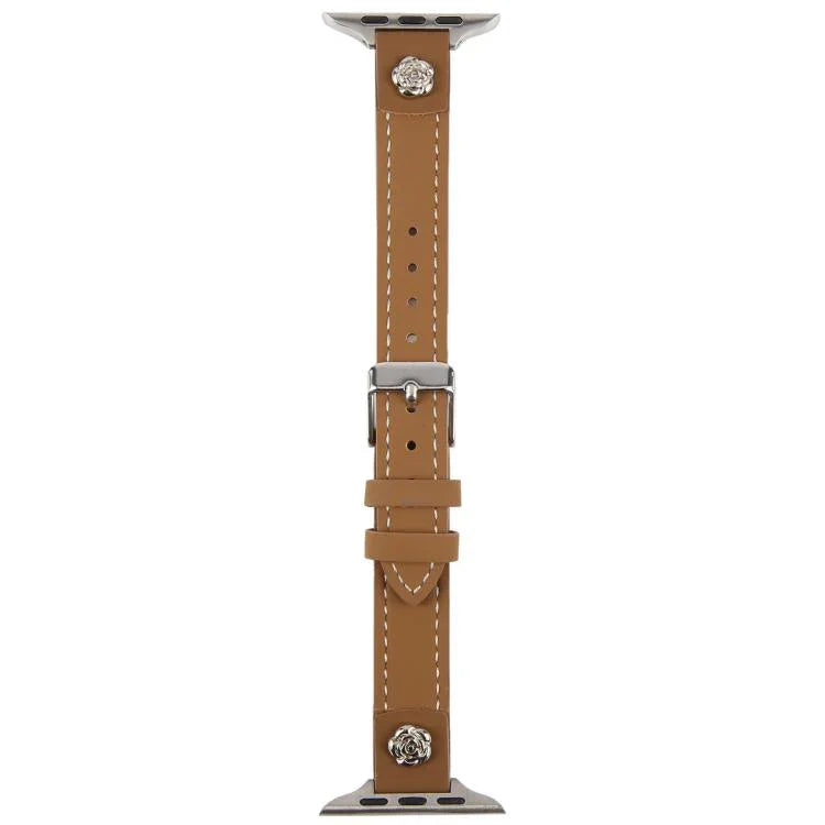 Rivet Camellia Armband aus hautfreundlichem Mikrofaserleder, passend für Apple Watch 46 mm / 49 mm / 45 mm / 44 mm und 42 mm / 41 mm / 40 mm / 38 mm