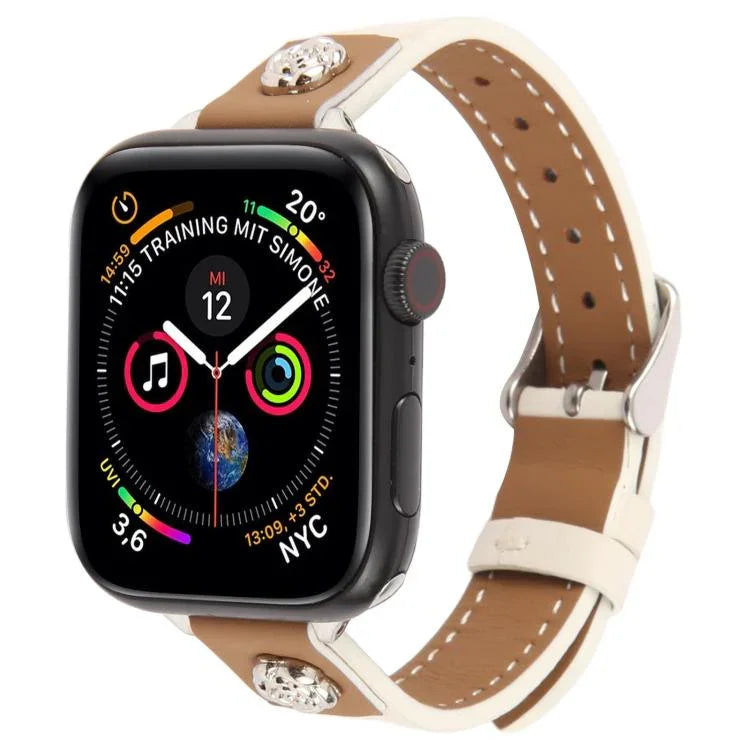Rivet Camellia Armband aus hautfreundlichem Mikrofaserleder, passend für Apple Watch 46 mm / 49 mm / 45 mm / 44 mm und 42 mm / 41 mm / 40 mm / 38 mm