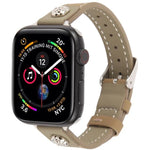 Rivet Camellia Armband aus hautfreundlichem Mikrofaserleder, passend für Apple Watch 46 mm / 49 mm / 45 mm / 44 mm und 42 mm / 41 mm / 40 mm / 38 mm